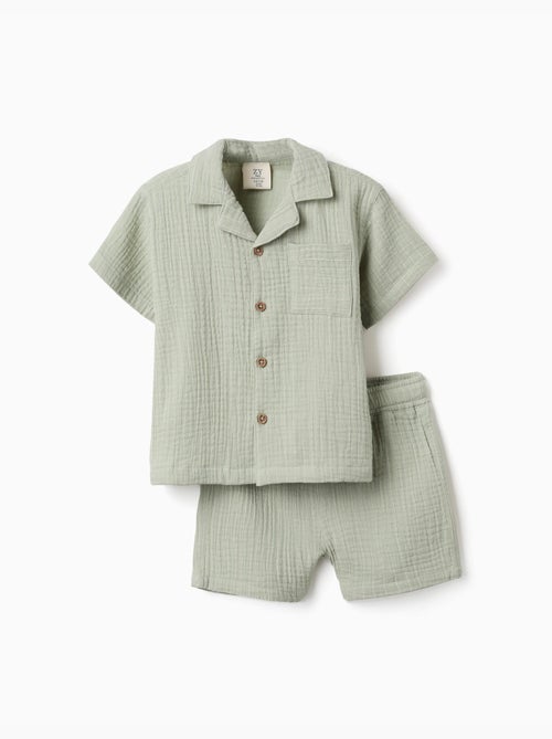 Set camicia e pantaloncini in cotone - Kiabi Set camicia e pantaloncini in cotone - Kiabi