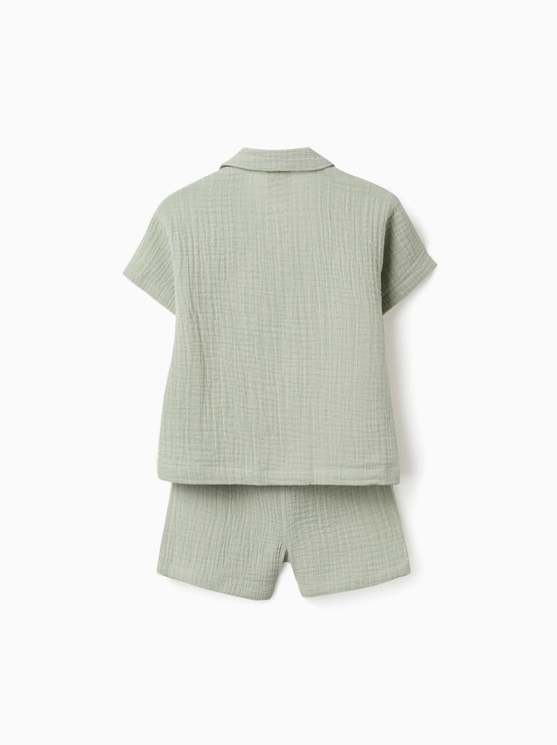 Set camicia e pantaloncini in cotone Verde chiaro - Kiabi