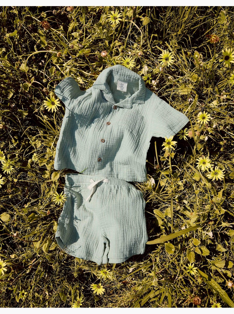 Set camicia e pantaloncini in cotone Verde chiaro - Kiabi