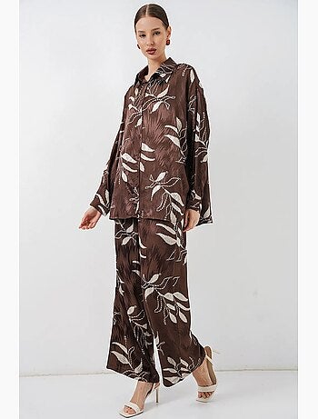 Set camicia floreale in viscosa e pantaloni a gamba ampia bdart