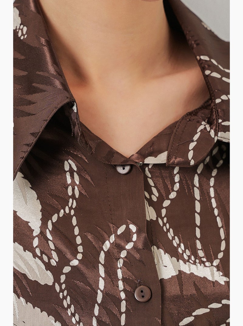 Set camicia floreale in viscosa e pantaloni a gamba ampia bdart Marrone cioccolato - Kiabi