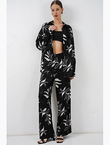 Set camicia floreale in viscosa e pantaloni a gamba ampia bdart