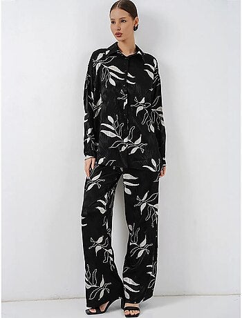 Set camicia floreale in viscosa e pantaloni a gamba ampia bdart