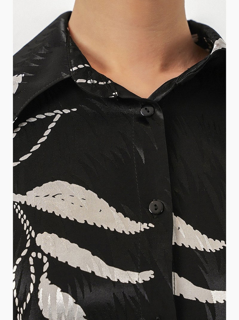 Set camicia floreale in viscosa e pantaloni a gamba ampia bdart Nero - Kiabi