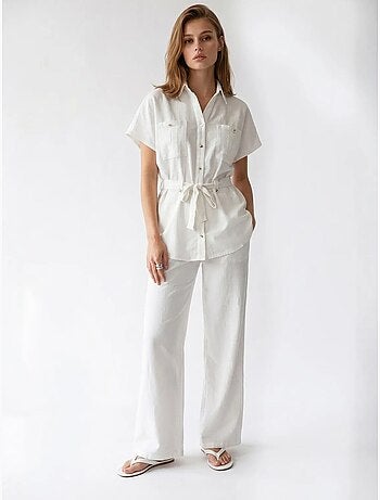 Set camicia in cotone e pantaloni a gamba ampia mixray