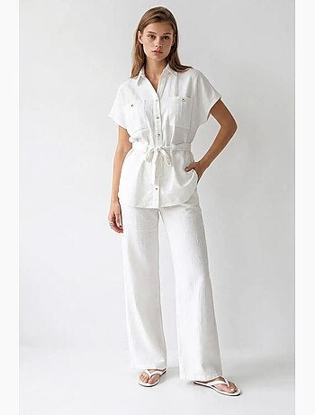 Set camicia in cotone e pantaloni a gamba ampia mixray
