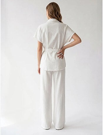 Set camicia in cotone e pantaloni a gamba ampia mixray