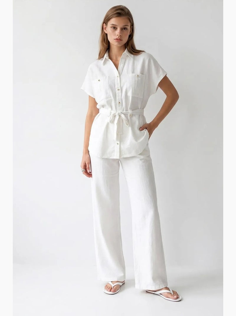 Set camicia in cotone e pantaloni a gamba ampia mixray Bianco - Kiabi