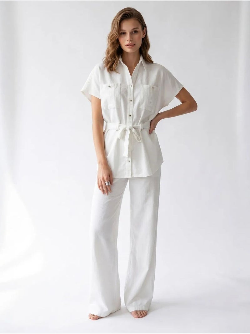 Set camicia in cotone e pantaloni a gamba ampia mixray Bianco - Kiabi