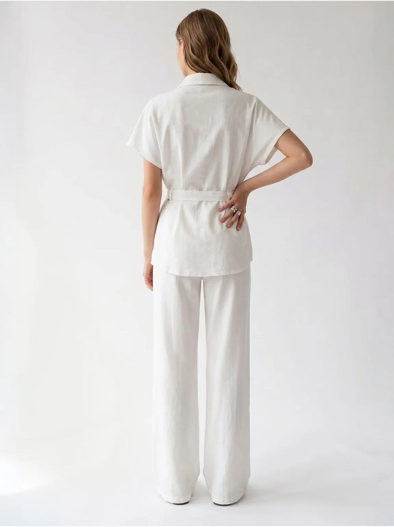 Set camicia in cotone e pantaloni a gamba ampia mixray Bianco - Kiabi