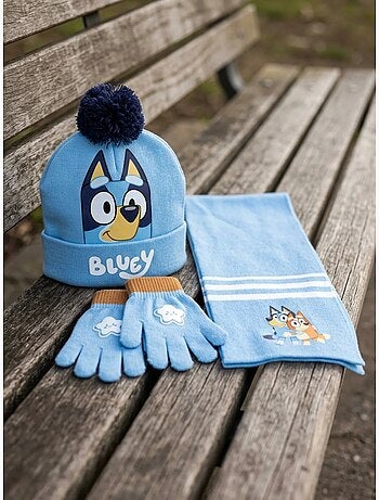 Set cappello guanti sciarpa 3 pezzi in acrilico bluey
