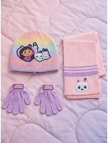 Set cappello guanti sciarpa in acrilico gabby's dollhouse dreamworks