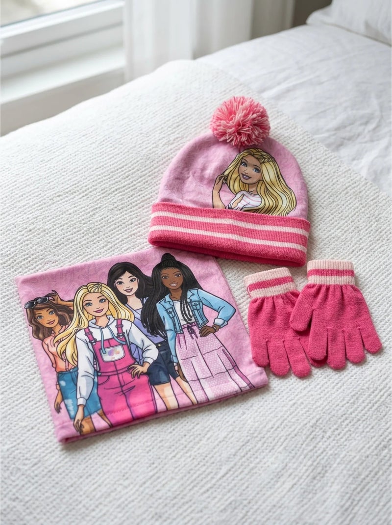 Set cappello, scaldacollo e guanti barbie 2-8 anni Rosa - Kiabi