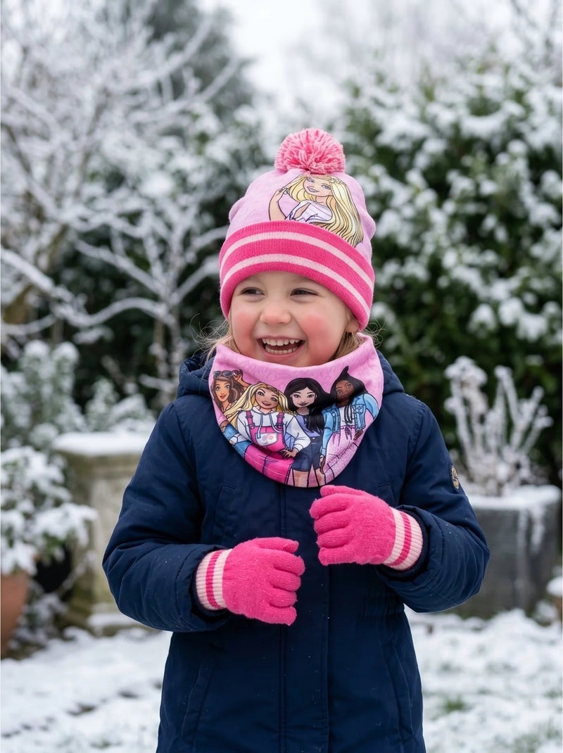 Set cappello, scaldacollo e guanti barbie 2-8 anni Rosa - Kiabi