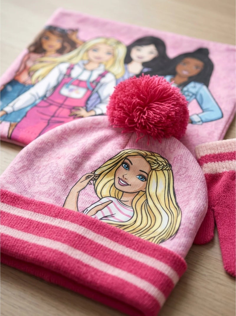 Set cappello, scaldacollo e guanti barbie 2-8 anni Rosa - Kiabi