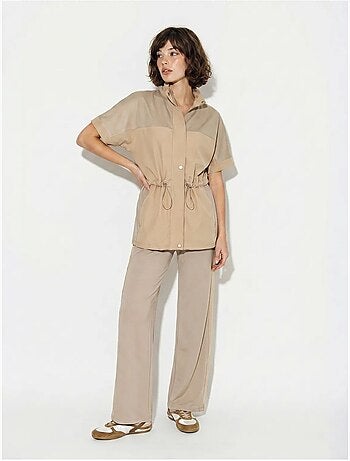 Set cardigan e pantaloni a gamba ampia tinta unita lucci