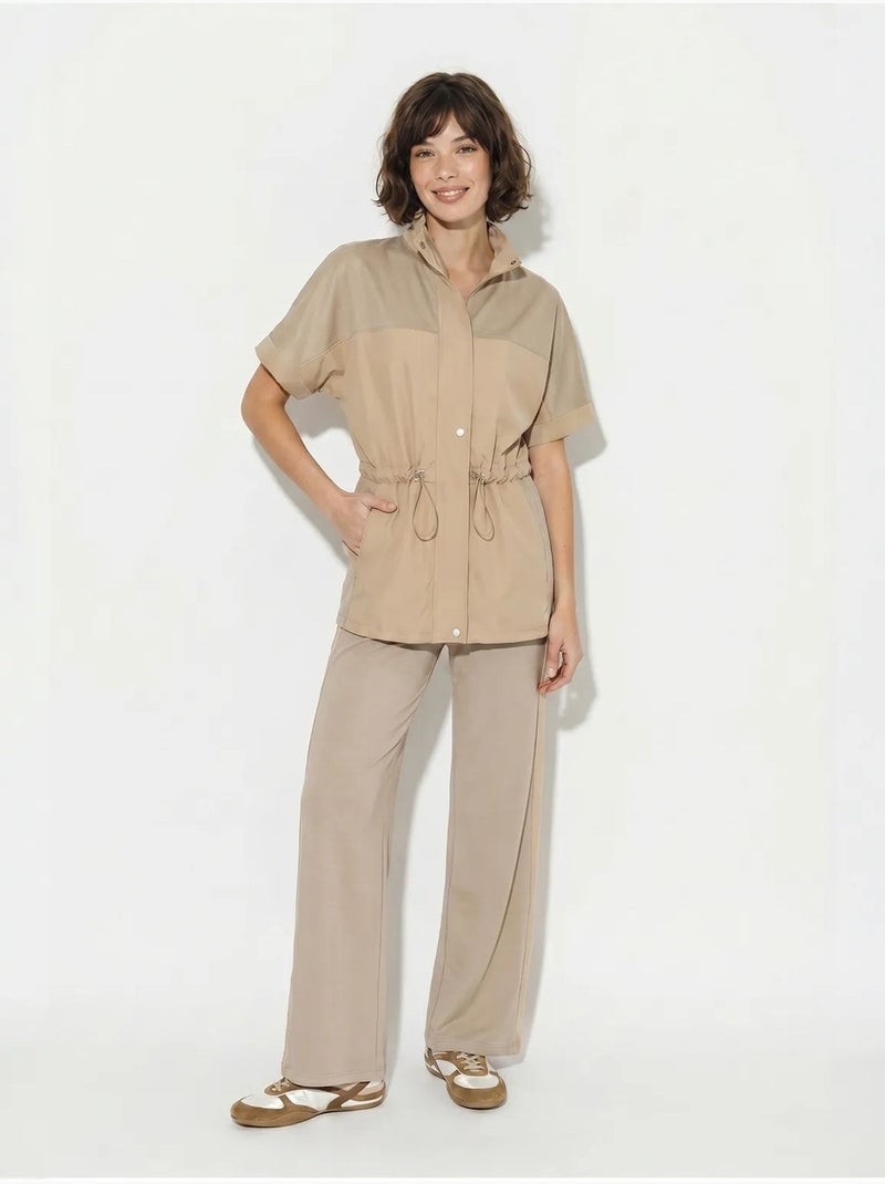 Set cardigan e pantaloni a gamba ampia tinta unita lucci Beige argilla - Kiabi