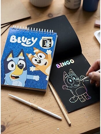 Set cartoleria quaderno da grattare e penna bluey