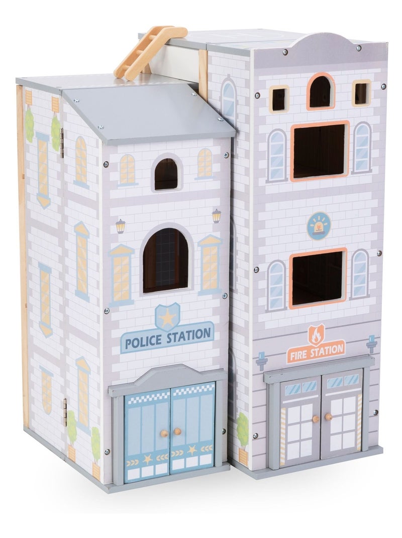 Set caserma dei pompieri e stazione di polizia in legno con accessori e veicoli bambini 3+ N/D - Kiabi