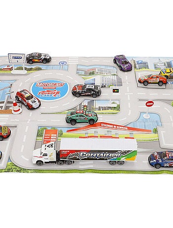 Set circuito urbano con veicoli a frizione 1:87 e segnali stradali speed & go