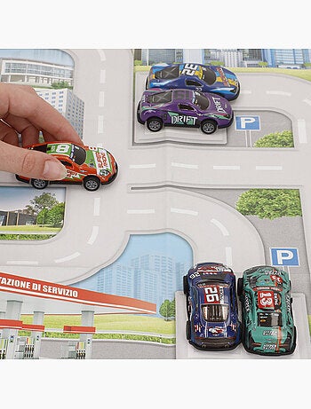 Set circuito urbano con veicoli a frizione 1:87 e segnali stradali speed & go