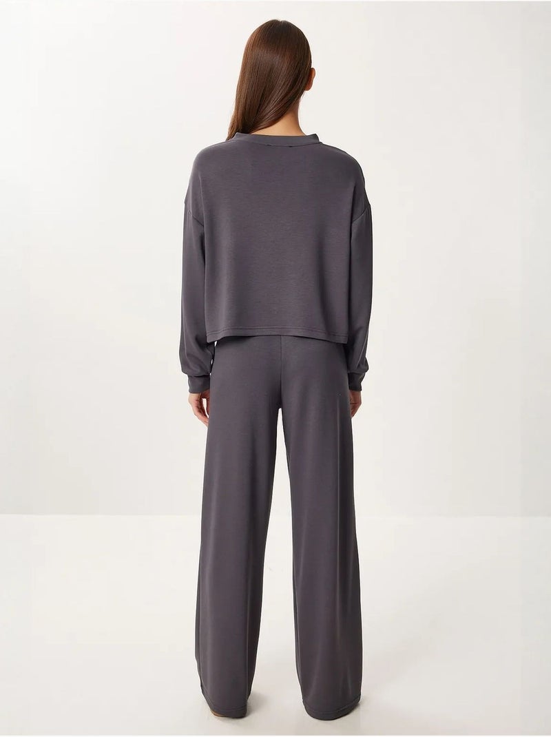 Set co-ord a coste color block con pantaloni a gamba larga istanbul Grigio scuro - Kiabi