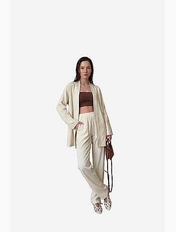 Set co-ord a due pezzi a righe con colletto aperto my fashion