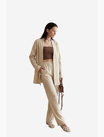 Set co-ord a due pezzi a righe con colletto aperto my fashion