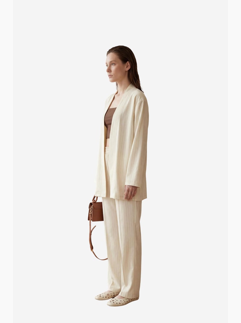 Set co-ord a due pezzi a righe con colletto aperto my fashion Beige argilla - Kiabi