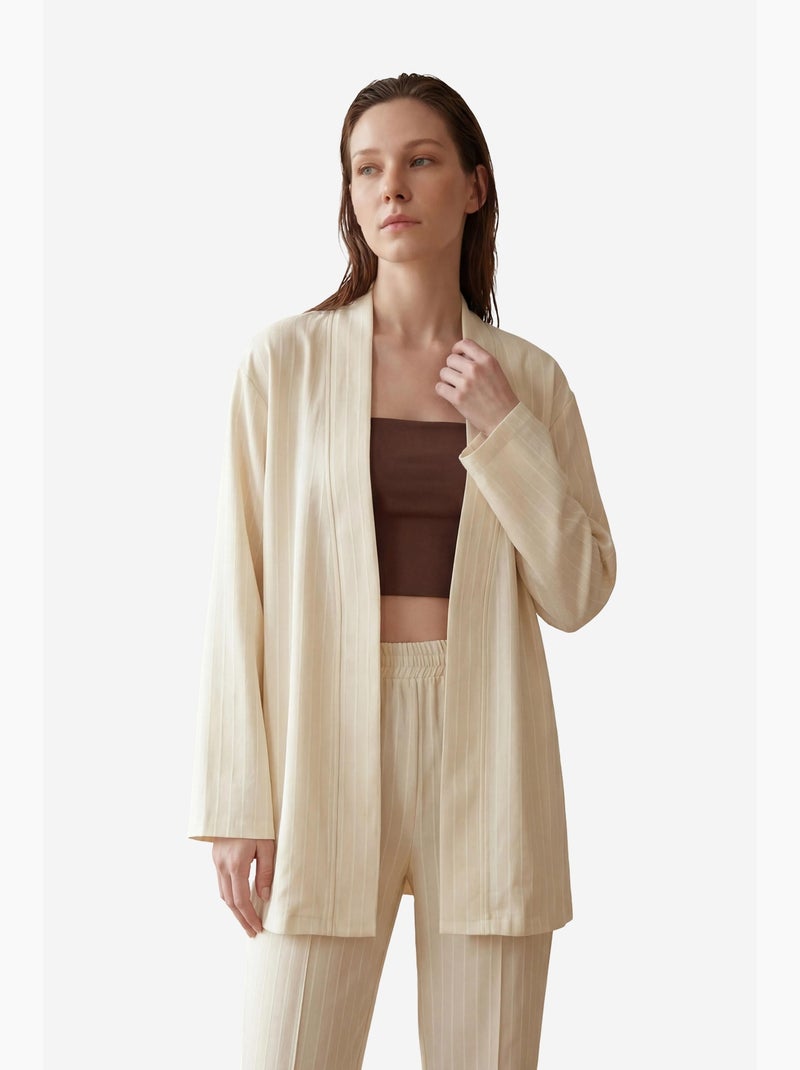 Set co-ord a due pezzi a righe con colletto aperto my fashion Beige argilla - Kiabi
