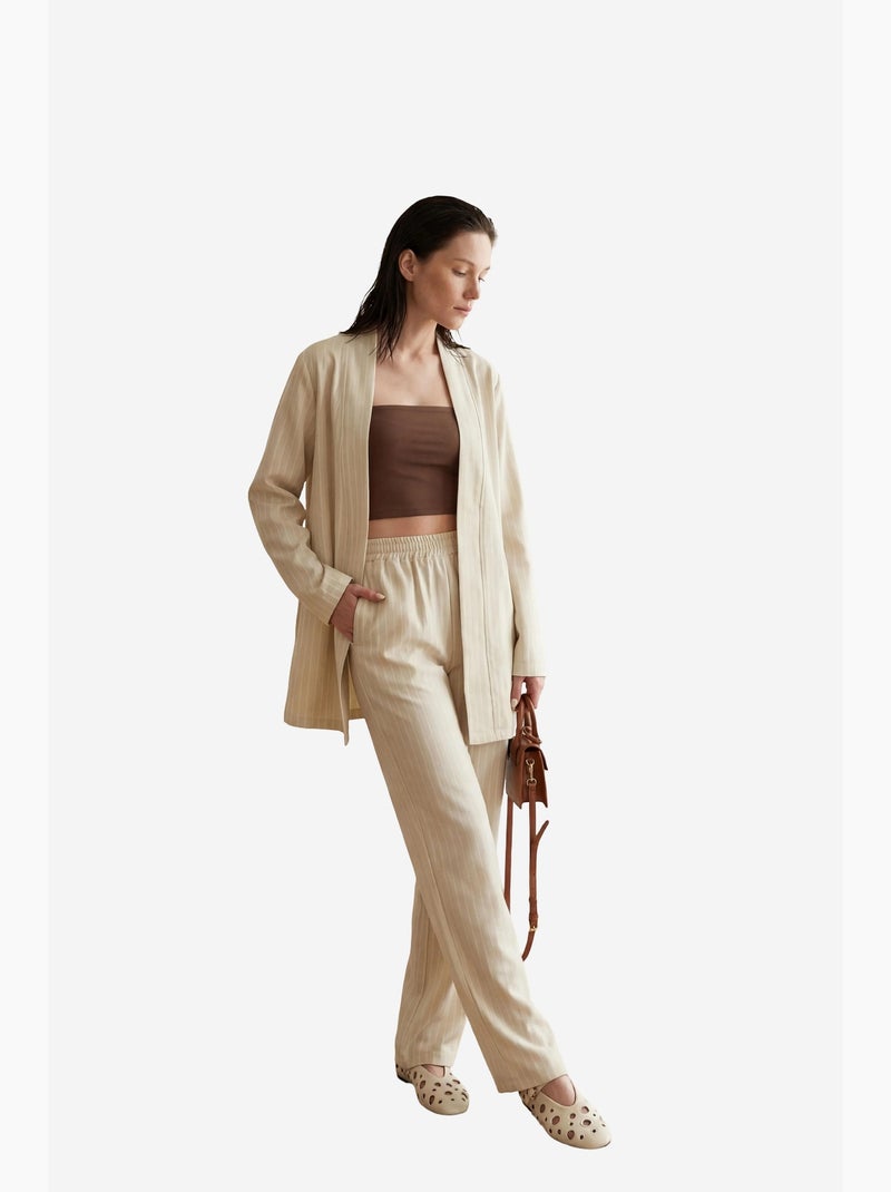 Set co-ord a due pezzi a righe con colletto aperto my fashion Beige argilla - Kiabi