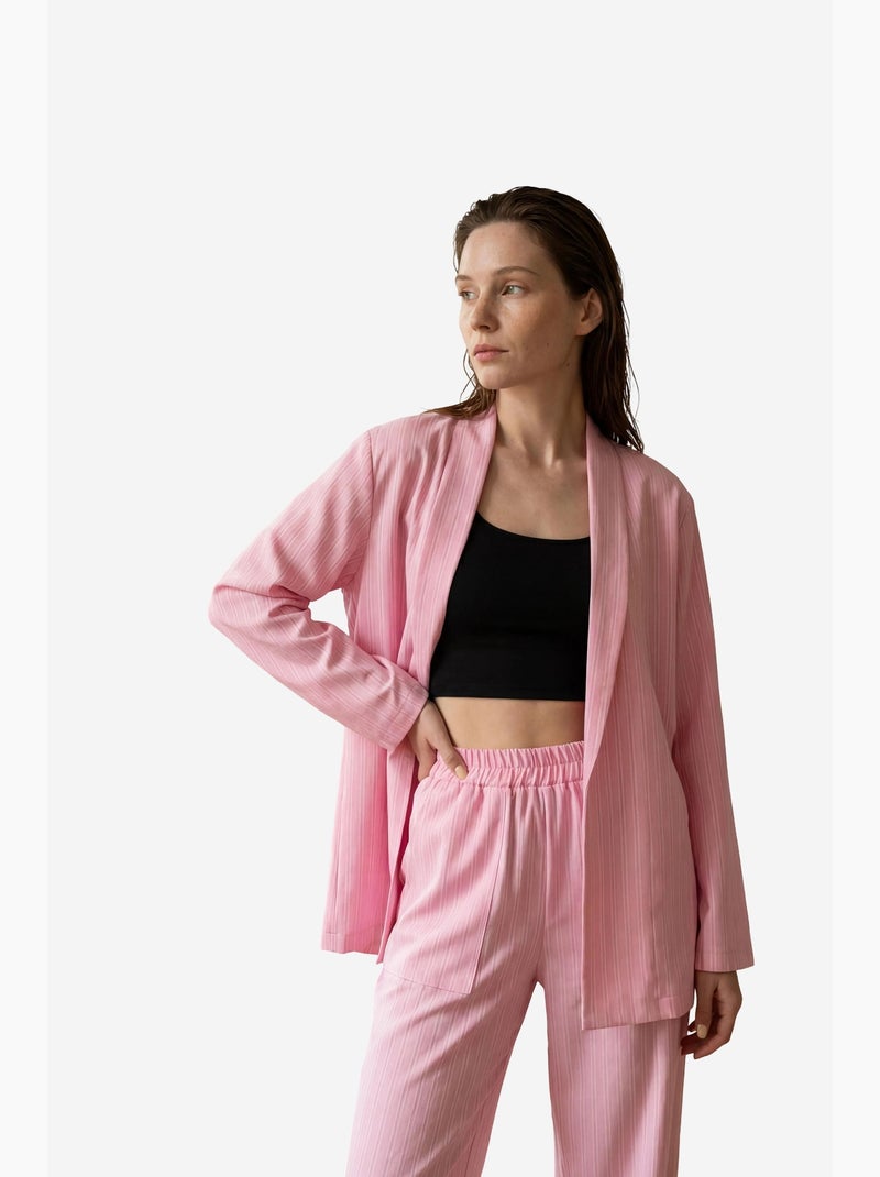 Set co-ord a due pezzi a righe con colletto aperto my fashion Rosa confetto - Kiabi