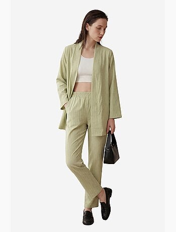Set co-ord a due pezzi a righe con colletto aperto my fashion