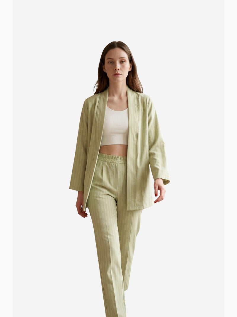 Set co-ord a due pezzi a righe con colletto aperto my fashion Verde pastello - Kiabi