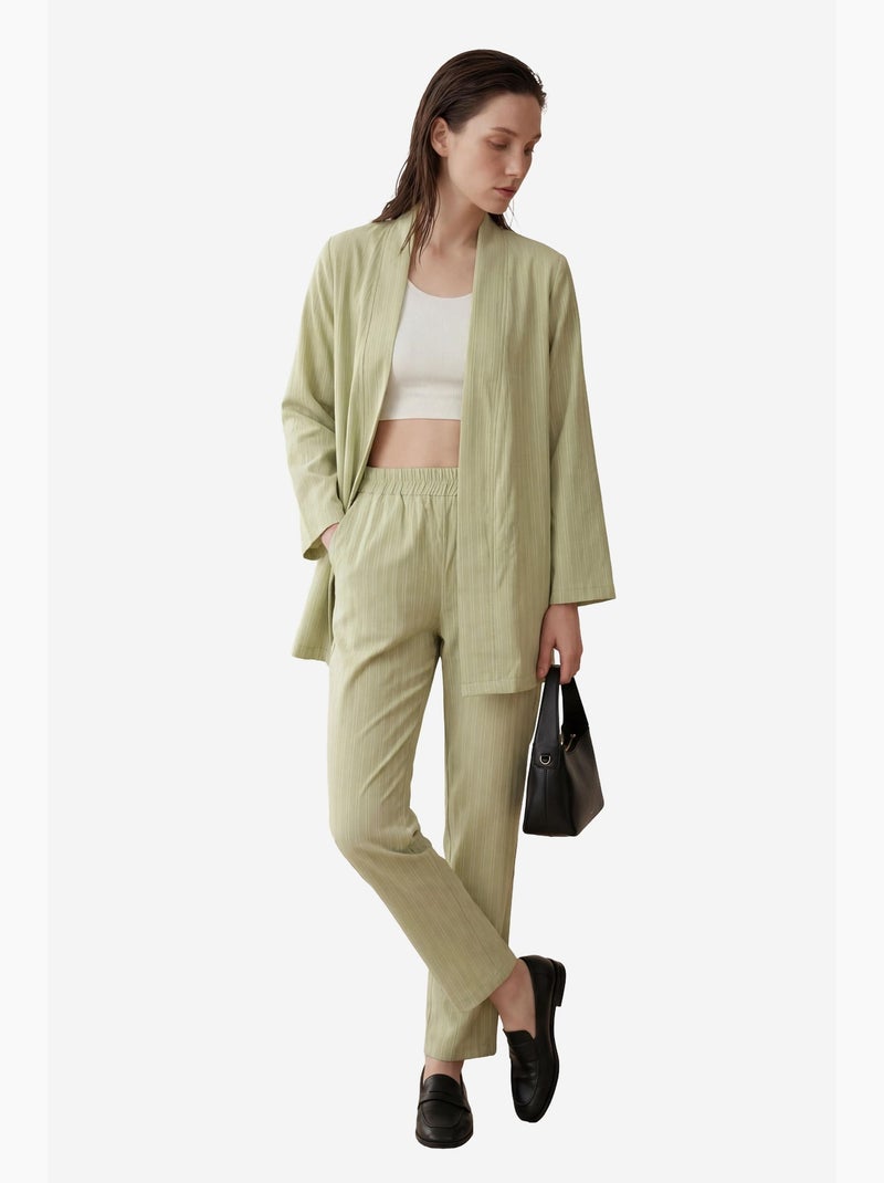 Set co-ord a due pezzi a righe con colletto aperto my fashion Verde pastello - Kiabi