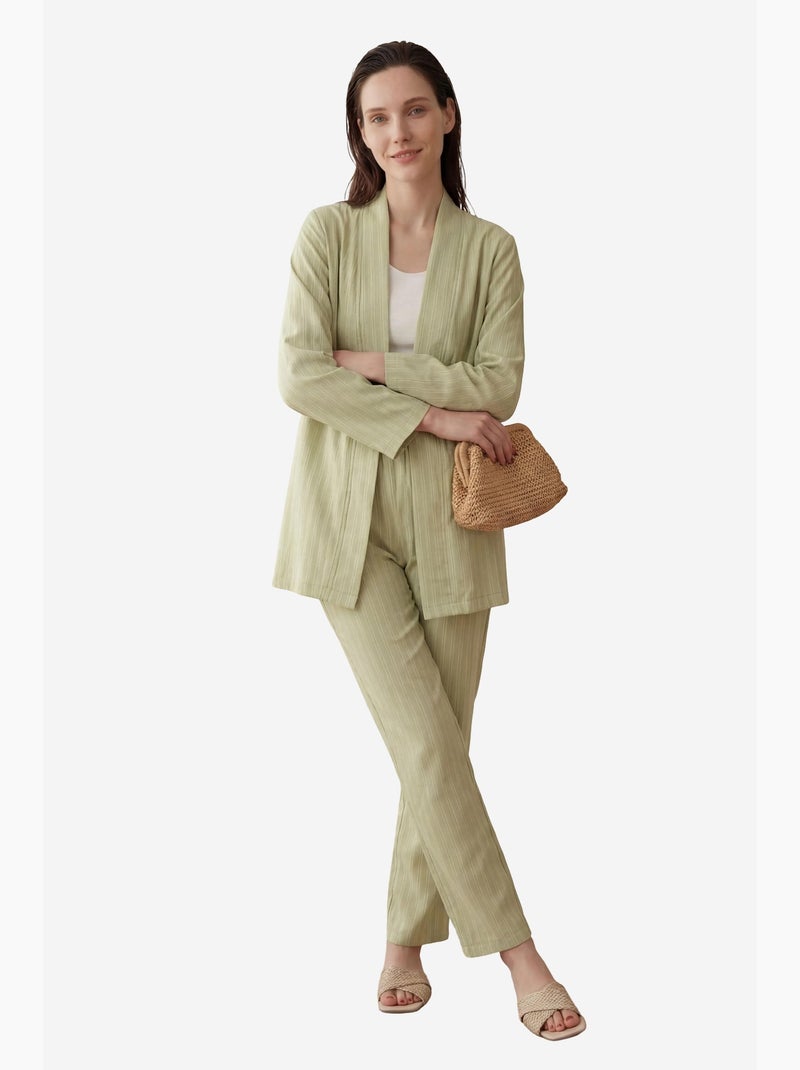 Set co-ord a due pezzi a righe con colletto aperto my fashion Verde pastello - Kiabi