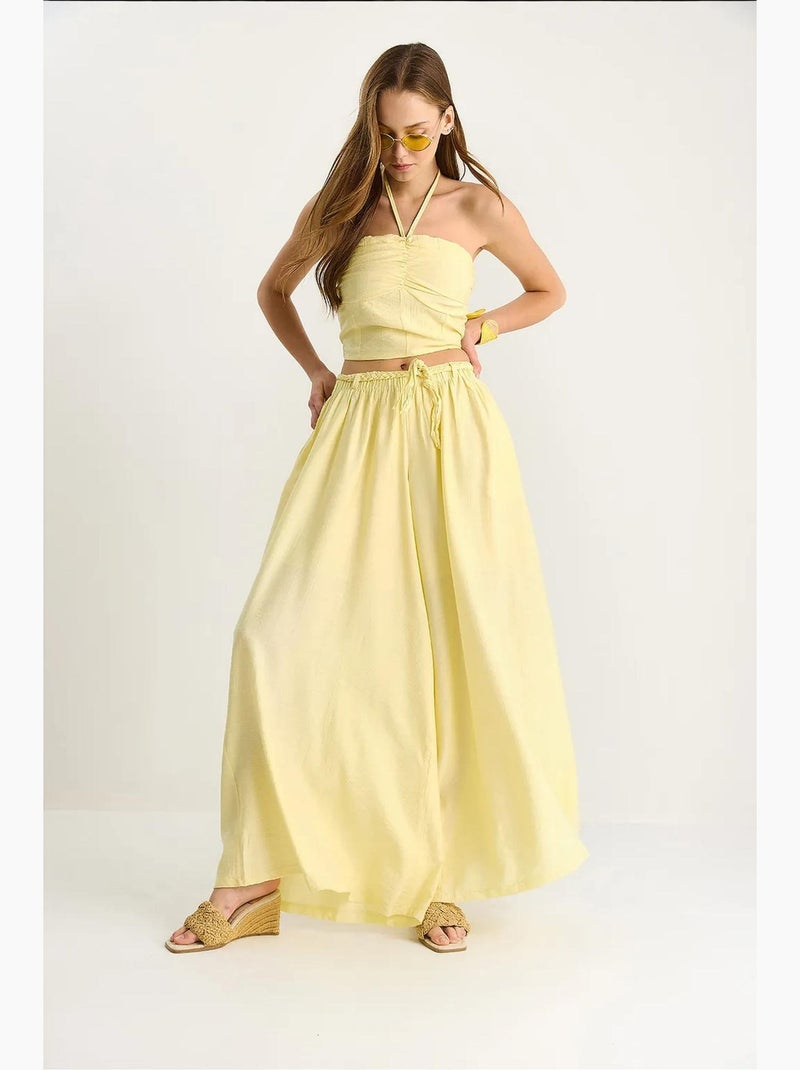Set co-ord a due pezzi aderente con colletto a cuore lucci Giallo limone - Kiabi