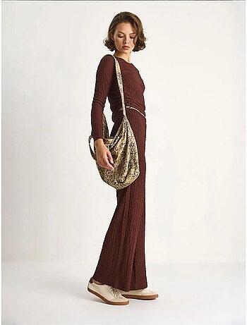 Set co-ord a due pezzi aderente con pantaloni a zampa lucci