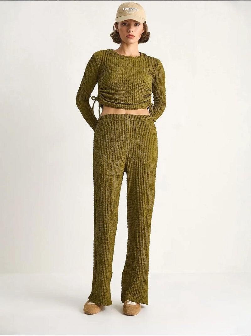 Set co-ord a due pezzi aderente con pantaloni a zampa lucci Verde - Kiabi