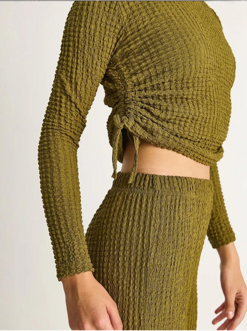 Set co-ord a due pezzi aderente con pantaloni a zampa lucci Verde - Kiabi