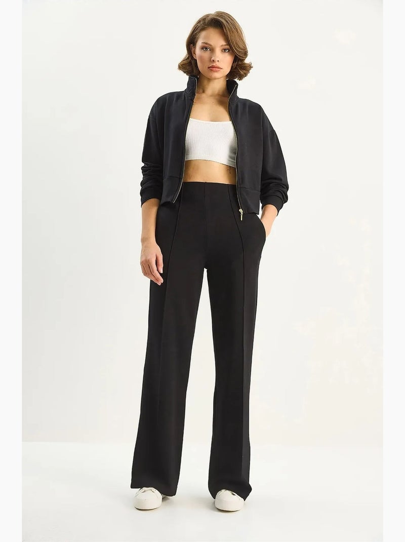 Set co-ord a due pezzi con felpa full zip e pantaloni lucci Nero - Kiabi