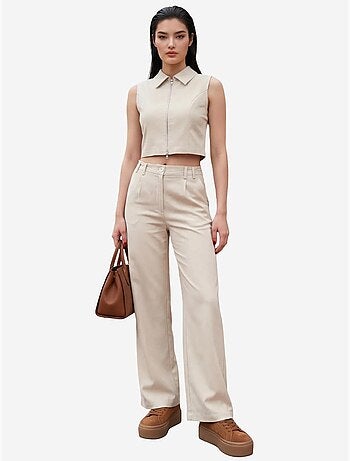 Set co-ord a due pezzi con gilet senza maniche con zip e pantaloni a gamba larga my fashion