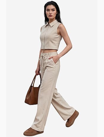 Set co-ord a due pezzi con gilet senza maniche con zip e pantaloni a gamba larga my fashion