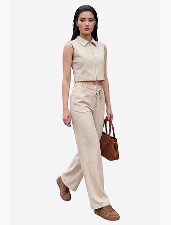 Set co-ord a due pezzi con gilet senza maniche con zip e pantaloni a gamba larga my fashion