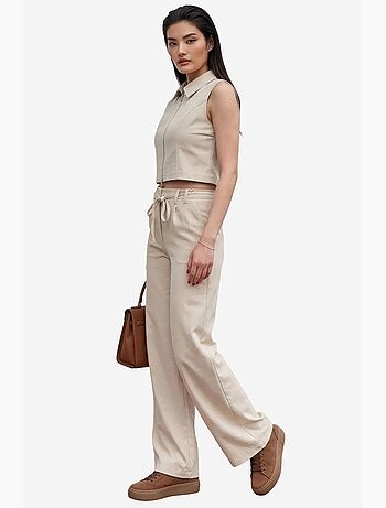Set co-ord a due pezzi con gilet senza maniche con zip e pantaloni a gamba larga my fashion
