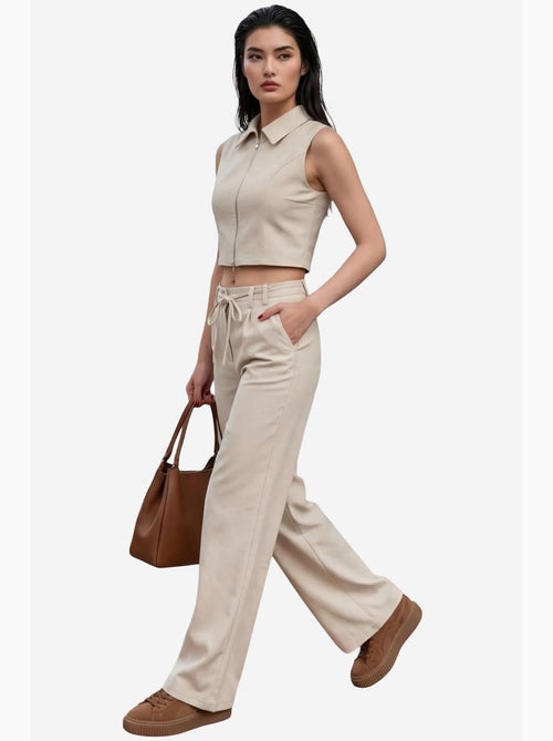 Set co-ord a due pezzi con gilet senza maniche con zip e pantaloni a gamba larga my fashion - Kiabi Set co-ord a due pezzi con gilet senza maniche con zip e pantaloni a gamba larga my fashion - Kiabi