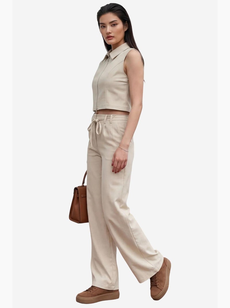 Set co-ord a due pezzi con gilet senza maniche con zip e pantaloni a gamba larga my fashion Beige argilla - Kiabi