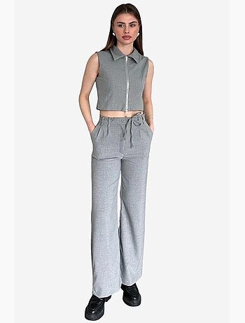Set co-ord a due pezzi con gilet senza maniche con zip e pantaloni a gamba larga my fashion