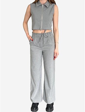 Set co-ord a due pezzi con gilet senza maniche con zip e pantaloni a gamba larga my fashion