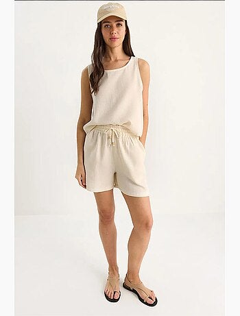 Set co-ord a due pezzi in cotone testurizzato con girocollo lucci